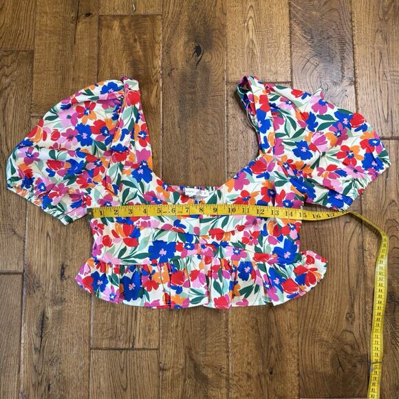 NWT Altar'd State Floral Puff Sleeve Crop Top Shirt Women's Size Small S - Picture 5 of 8